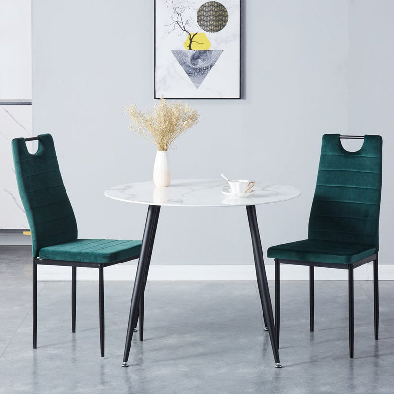 Goldfan Esszimmerstühle aus grünem Samt-Kacy