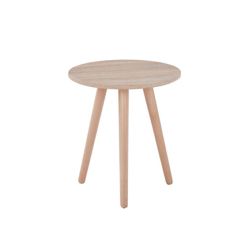 Comie Living Room Round MDF Light Brown Paper Top Side Tables Wooden Legs Goldfan