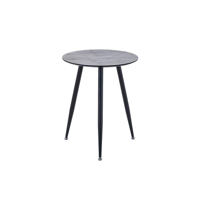Dumo Living Room MDF Grey Top Side Tables Black Powder-Coated Legs Goldfan