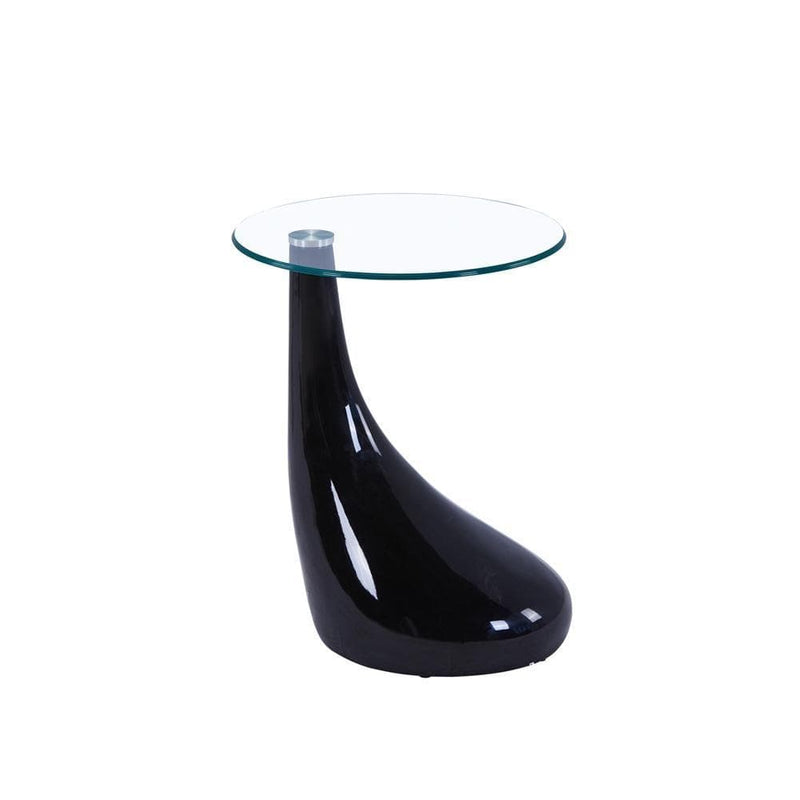 Jiam Living Room Tempered Clear Glass Side Table Black Base Goldfan