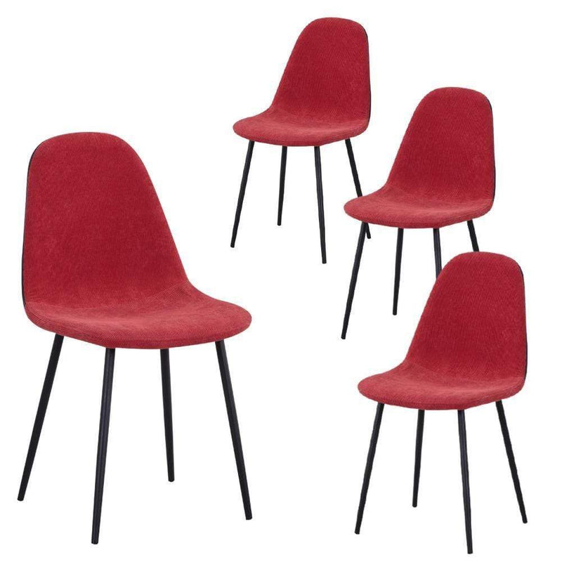 Rojo Round Marble Glass Dining table&Tobi European Style Indoor Red UKFR Velet Dining Chairs Black Powder-Coated Legs 4pcs Goldfan