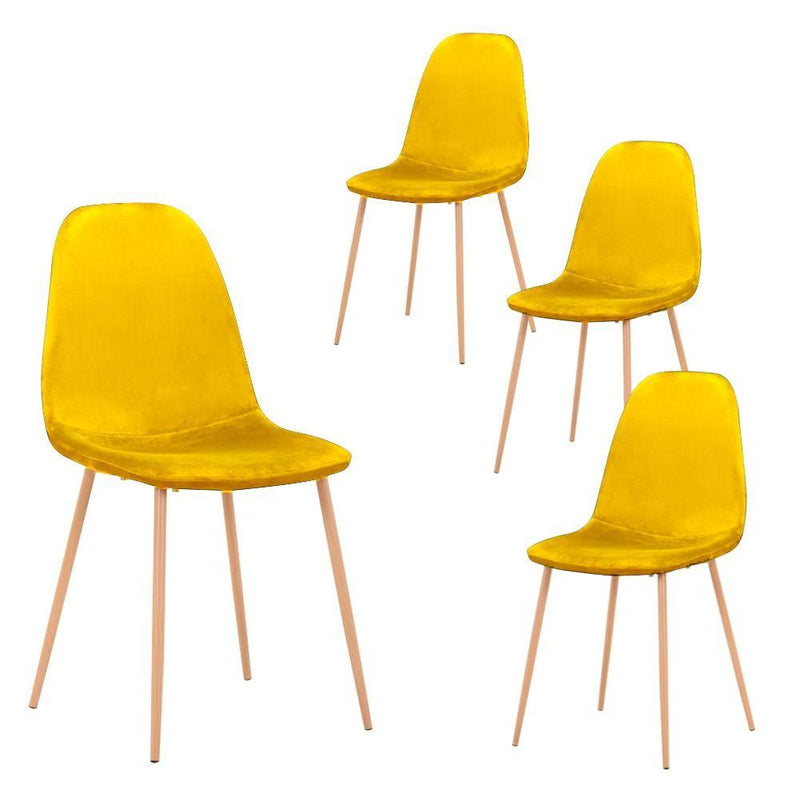Tobi European style Indoor Yellow UKFR Velet Dining Chairs Heat transfer Legs 4pcs Goldfan