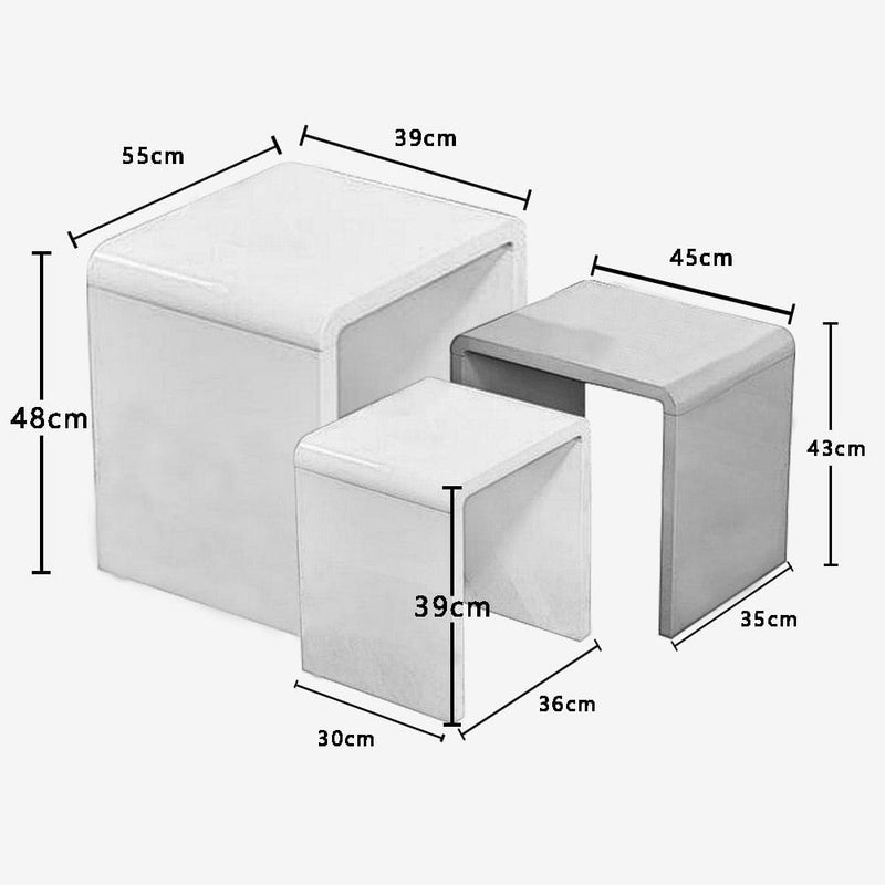 Blitzangebot Goldfan 3er-Set Couchtische Weiß & Grau Oberteil
